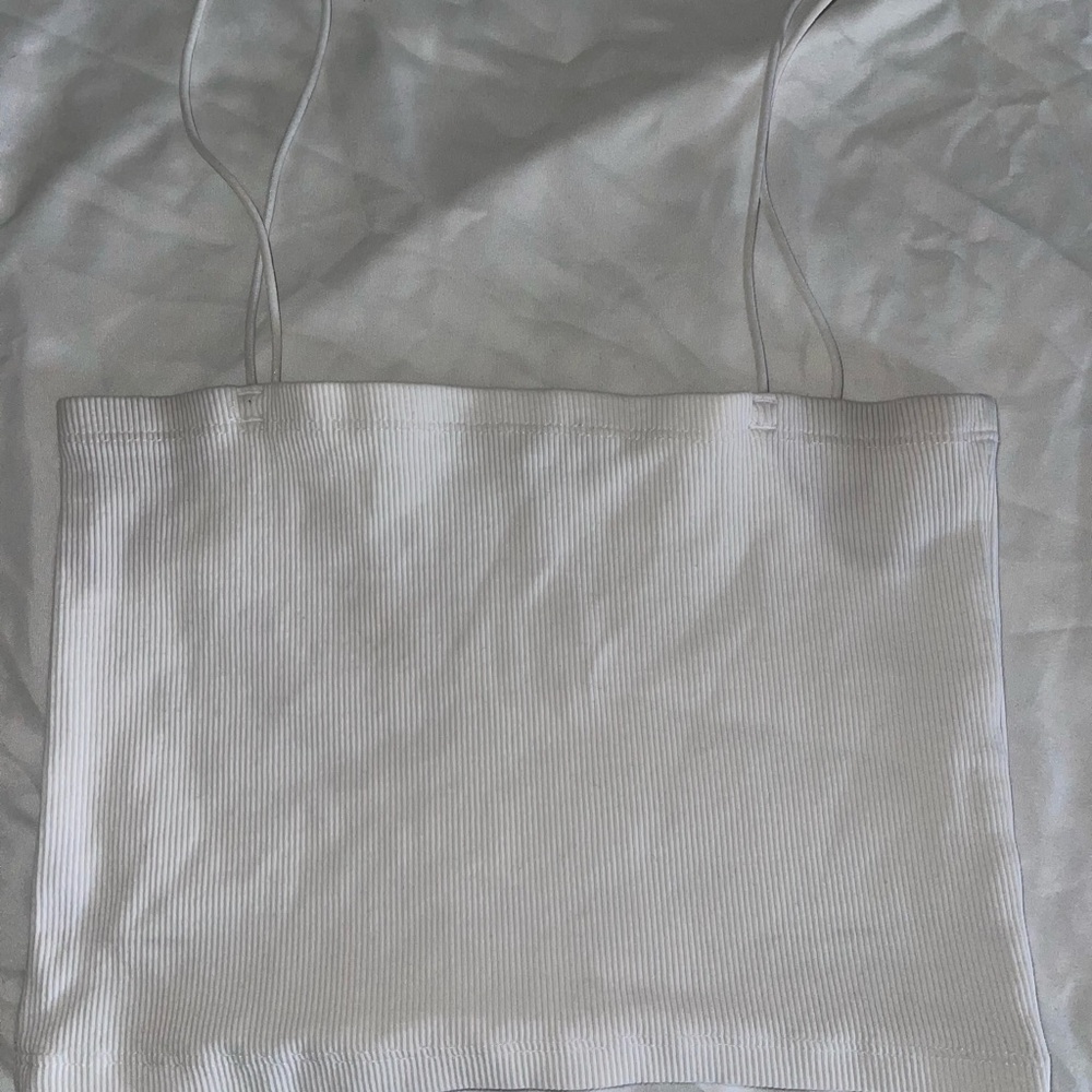 Zara White Ribbed Tank Top